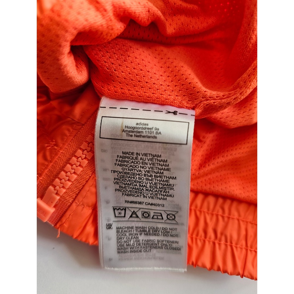 Adidas Windbreaker Jacket Womens 2XS Orange Pink Colorblock Full Zip Trefoil - Picture 6 of 6